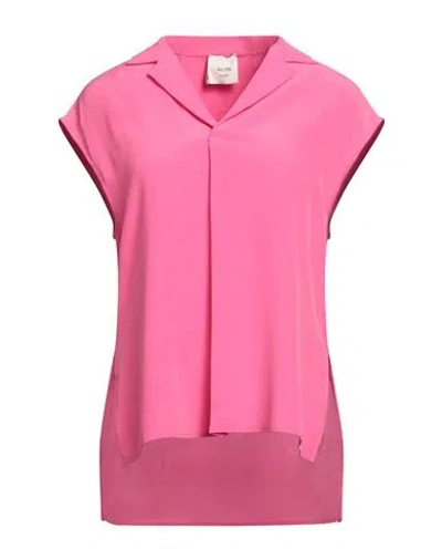 Alysi Chocolat Woman Top Fuchsia Size 6 Silk In Pink