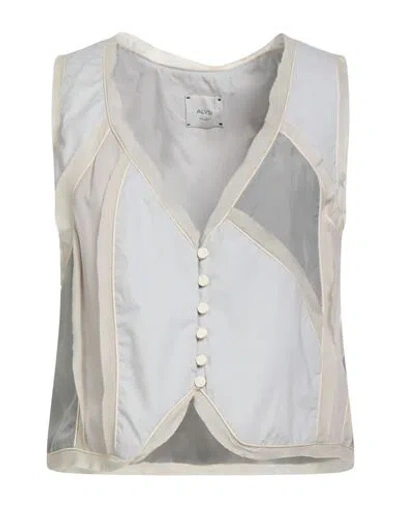 Alysi Chocolat Woman Top Grey Size 6 Cotton, Silk In Gray