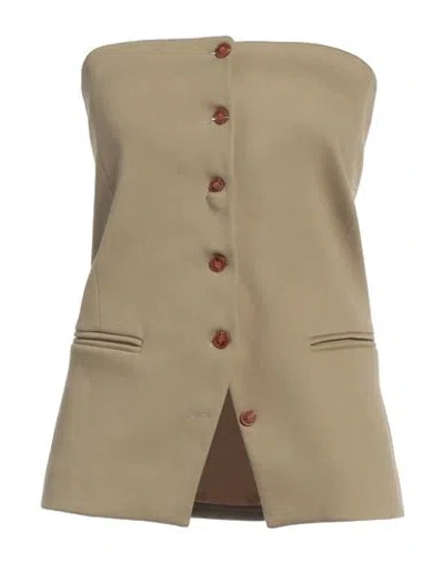 Alysi Chocolat Woman Top Khaki Size 8 Cotton, Polyamide, Elastane