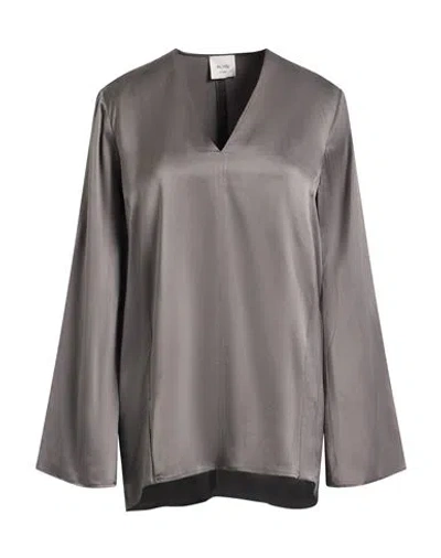 Alysi Chocolat Woman Top Lead Size 8 Silk In Gray