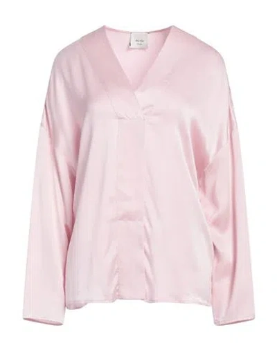 Alysi Chocolat Woman Top Light Pink Size 6 Silk