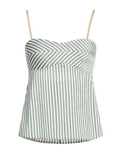 Alysi Chocolat Woman Top Military Green Size 8 Viscose, Linen, Polyamide