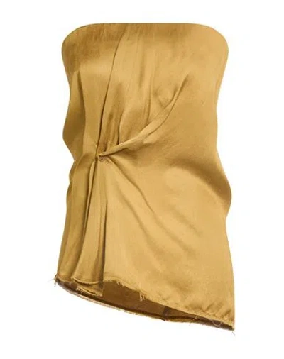 Alysi Chocolat Woman Top Mustard Size 4 Viscose, Linen In Brown