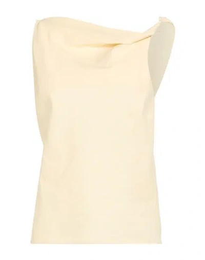 Alysi Chocolat Woman Top Pastel Yellow Size 10 Linen, Cotton In Neutral