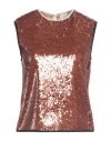 Alysi Chocolat Woman Top Rust Size 8 Polyester