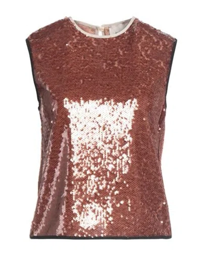 Alysi Chocolat Woman Top Rust Size 8 Polyester