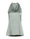 Alysi Chocolat Woman Top Sage Green Size 6 Acetate, Viscose In Gray