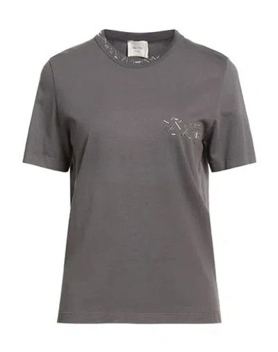 Alysi Chocolat Woman T-shirt Charcoal Size L Cotton In Gray