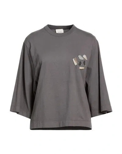 Alysi Chocolat Woman T-shirt Grey Size M Cotton In Gray