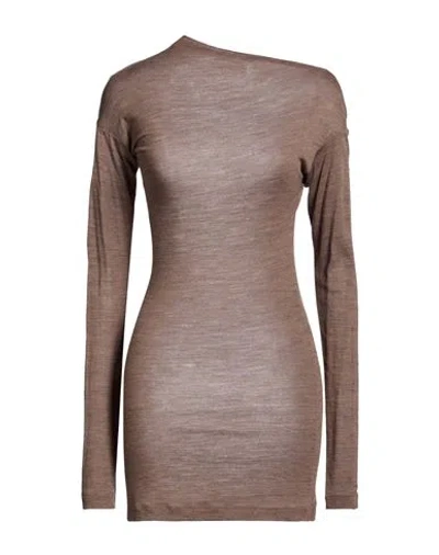 Alysi Chocolat Woman T-shirt Light Brown Size 6 Wool, Polyester