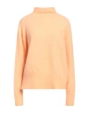 Alysi Chocolat Woman Turtleneck Apricot Size L Alpaca Wool, Polyamide, Merino Wool, Elastane In Pattern