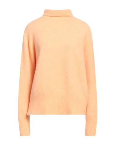 Alysi Chocolat Woman Turtleneck Apricot Size L Alpaca Wool, Polyamide, Merino Wool, Elastane In Pattern