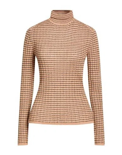 Alysi Chocolat Woman Turtleneck Camel Size L Wool, Acrylic, Mohair Wool, Polyamide In Neutral