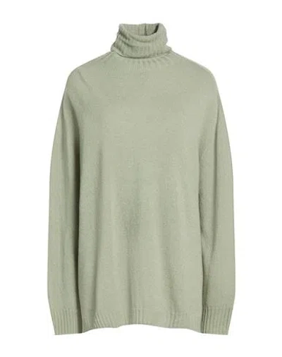 Alysi Chocolat Woman Turtleneck Sage Green Size L Merino Wool, Cashmere