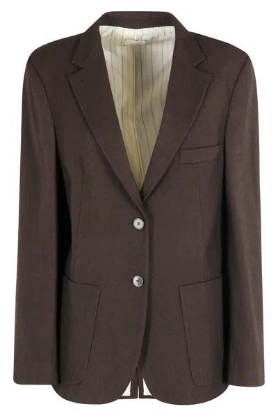 ALYSI CHOCOLATE BROWN FLANNEL BLAZER
