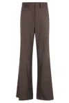 Alysi Chocolate Flannel Wide-leg Trousers With Back Button Pockets In Brown