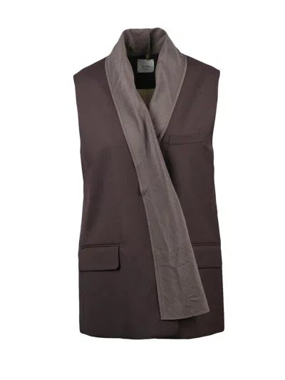Alysi Chocolate Virgin Wool-blend Vest In Brown
