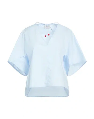 Alysi Chocolate Woman Top Sky Blue Size 4 Cotton