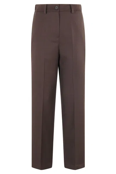 ALYSI CHOCOLATE WOOL BLEND CIGARETTE PANTS WITH TAILORED FINISH