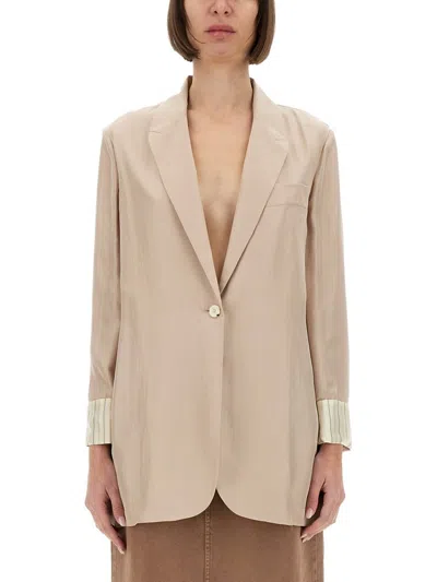 Alysi Silk Blazer In Beige