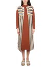 Alysi Open Front Striped Long Vest With Textured Knit In Multicolour