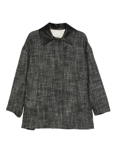 Alysi Lapel Coat In Black