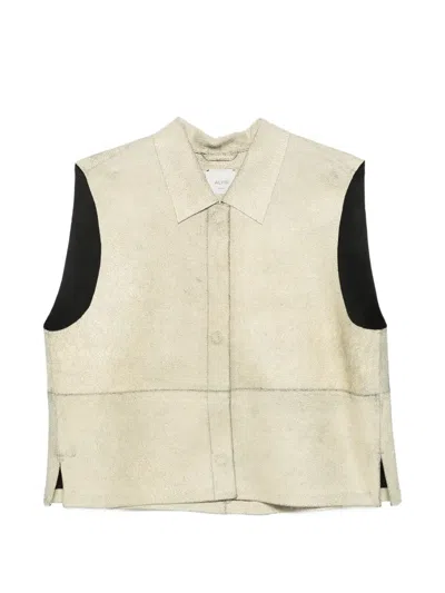 Alysi Collared Sleeveless Vest In Neutral