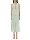 Alysi Striped-pattern Sleeveless Midi Dress In Green