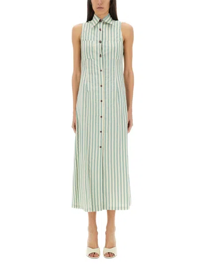 Alysi "colorful Stripes" Chemisier Dress In Green
