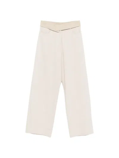 Alysi Contrast-waist Trousers In Neutral