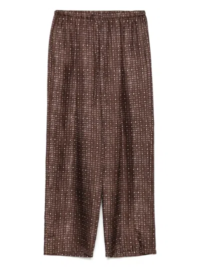 Alysi Coral-print Trousers In Brown