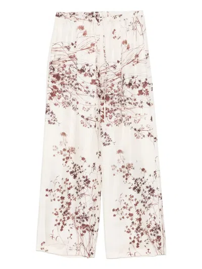 Alysi Coral-print Trousers In Neutrals