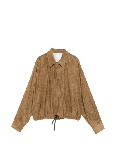 Alysi Corduroy Drawstring Shirt In Brown