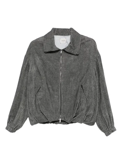 Alysi Corduroy Zip-up Jacket In Gray