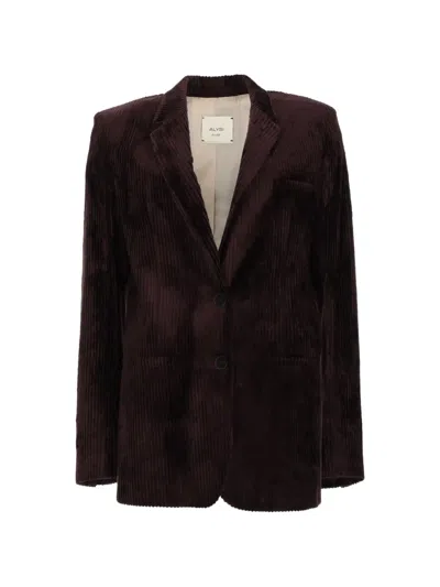 Alysi Corduroy-effect Double-breasted Blazer In Burgundy