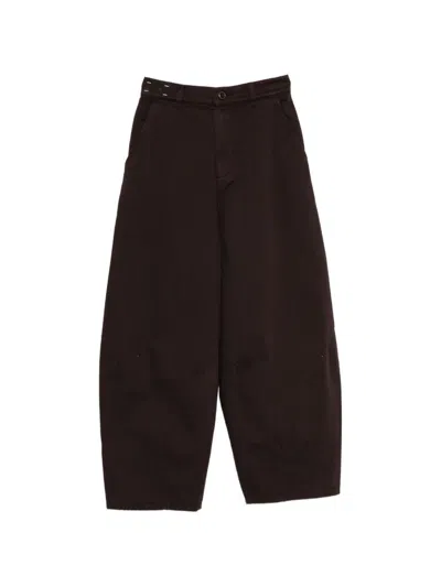 Alysi Cotton Wide-leg Trousers In Brown