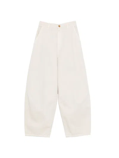 Alysi Cotton Barrel Trousers In White