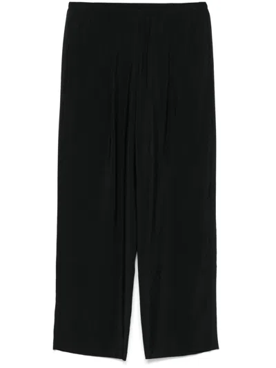 Alysi Cotton Blend Wide-leg Trousers In Black