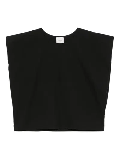 Alysi Cotton Cropped Top In Black