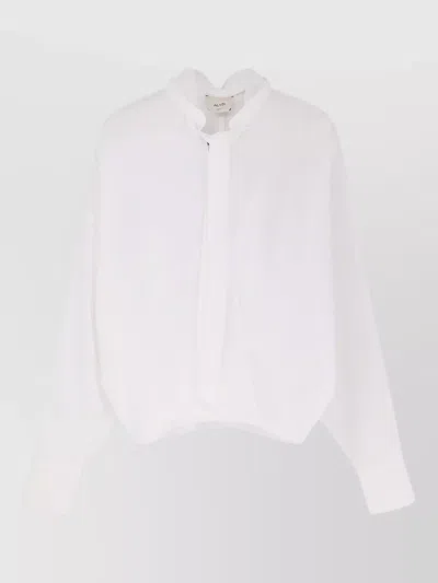 Alysi Cotton Shirt Tie Neck Sheer Design In White