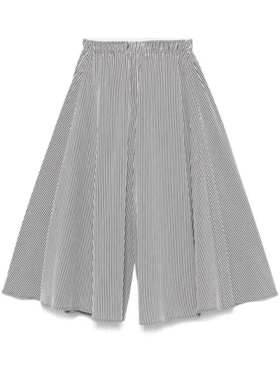 Alysi Cotton Striped Trousers In Blue