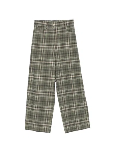 Alysi Cotton Tartan Trousers In Green