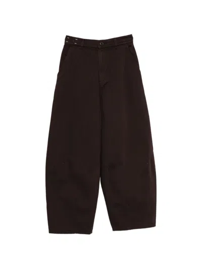 Alysi Cotton Wide-leg Trousers In Brown