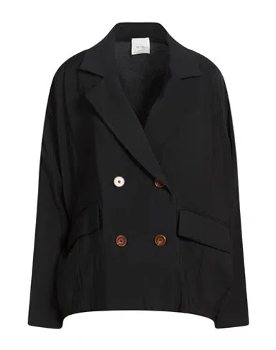 Alysi Crème Woman Blazer Black Size 10 Modal, Polyester