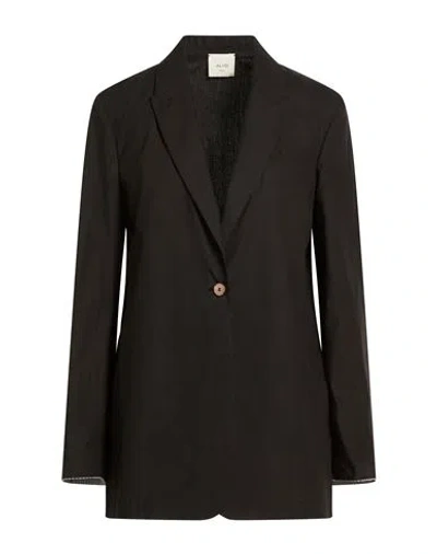 Alysi Crème Woman Blazer Black Size 6 Cotton In Brown