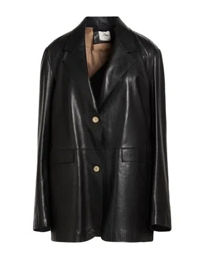 Alysi Crème Woman Blazer Black Size 8 Leather