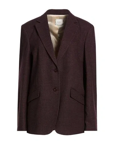 Alysi Crème Woman Blazer Burgundy Size 10 Virgin Wool