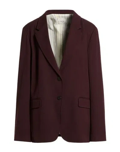 Alysi Crème Woman Blazer Burgundy Size 8 Virgin Wool
