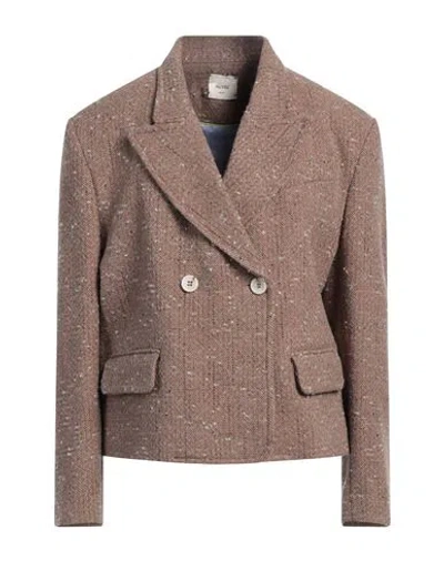 Alysi Crème Woman Blazer Camel Size 4 Virgin Wool, Elastane, Wool, Viscose In Beige