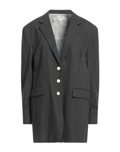Alysi Crème Woman Blazer Charcoal Size 4 Viscose, Polyester, Wool, Elastane In Gray